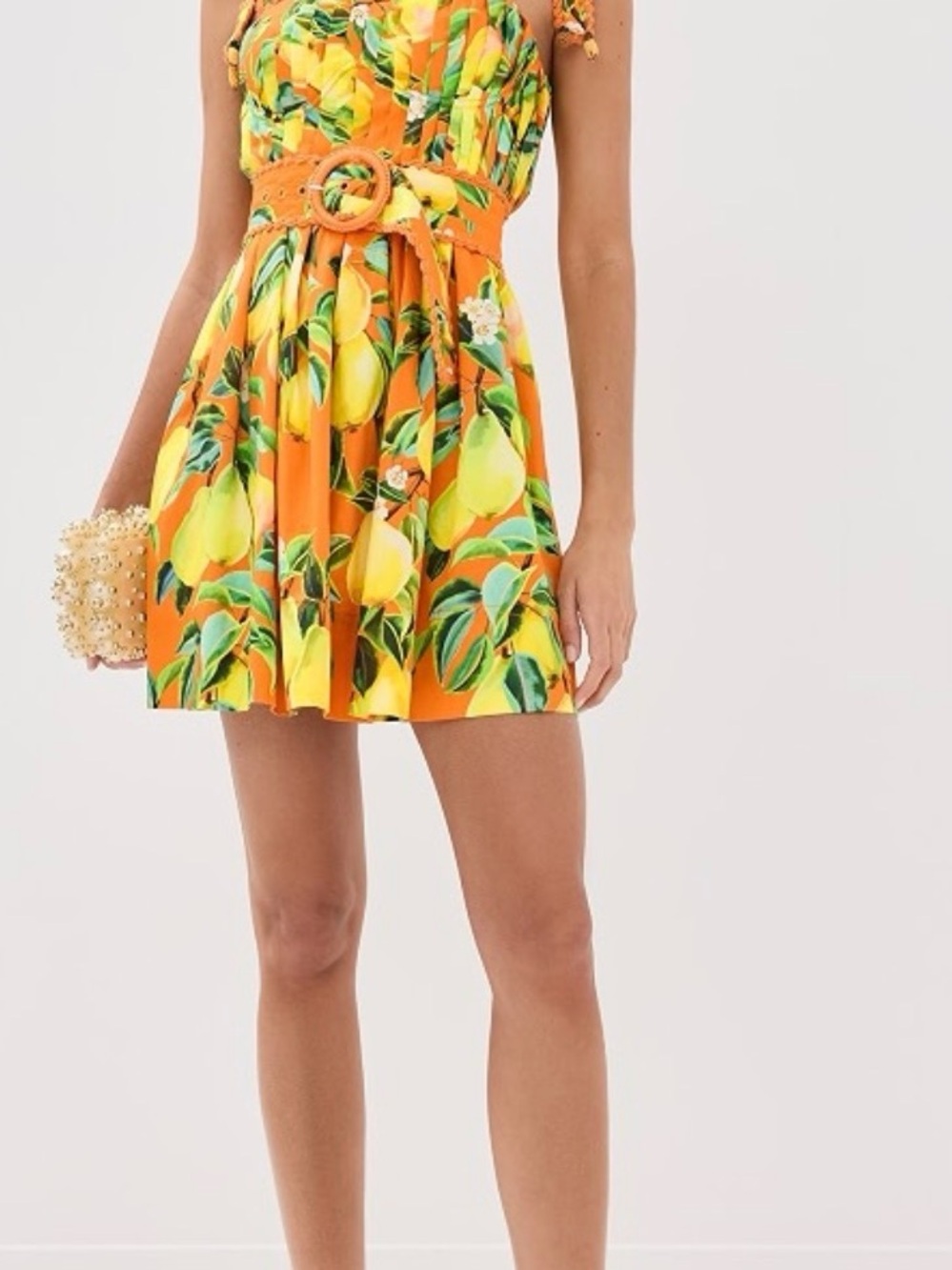 FARM Rio Orange Lemon-Print Tie-Shoulder Sundress with Belt - Picture 3 of 7